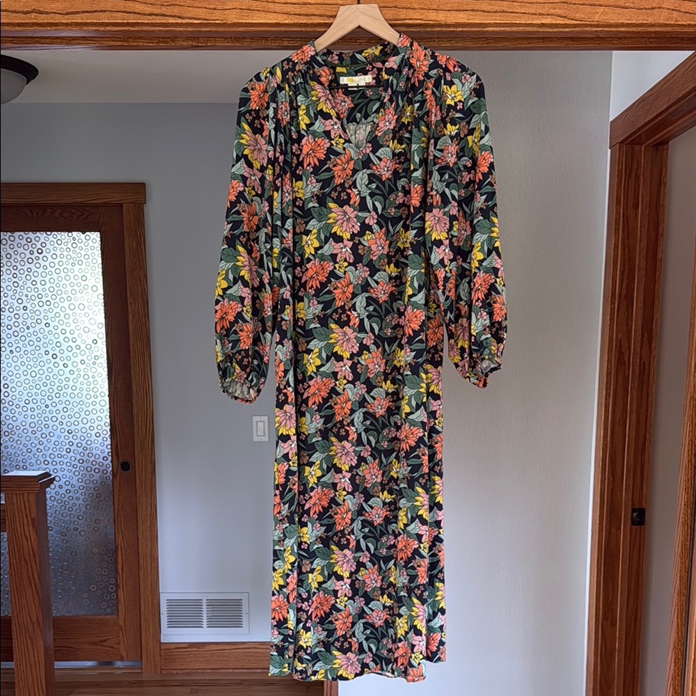 Boden Floral Dress with Bishop Sleeves